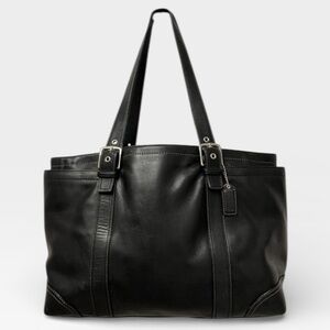 Vintage Coach F10288 Black Leather Large Tote